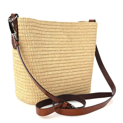 Prada Crochet Vitello Secchiello Bucket Bag Naturale Brandy 4 of 12