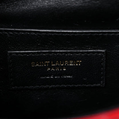 Saint Laurent Patent Matelasse Monogram Small Vicky Chain Bag Red 7 of 17