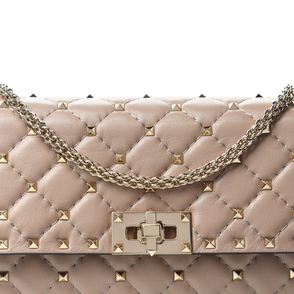 Valentino Garavani Lambskin Rockstud Spike Wallet on Chain Poudre 10 of 10