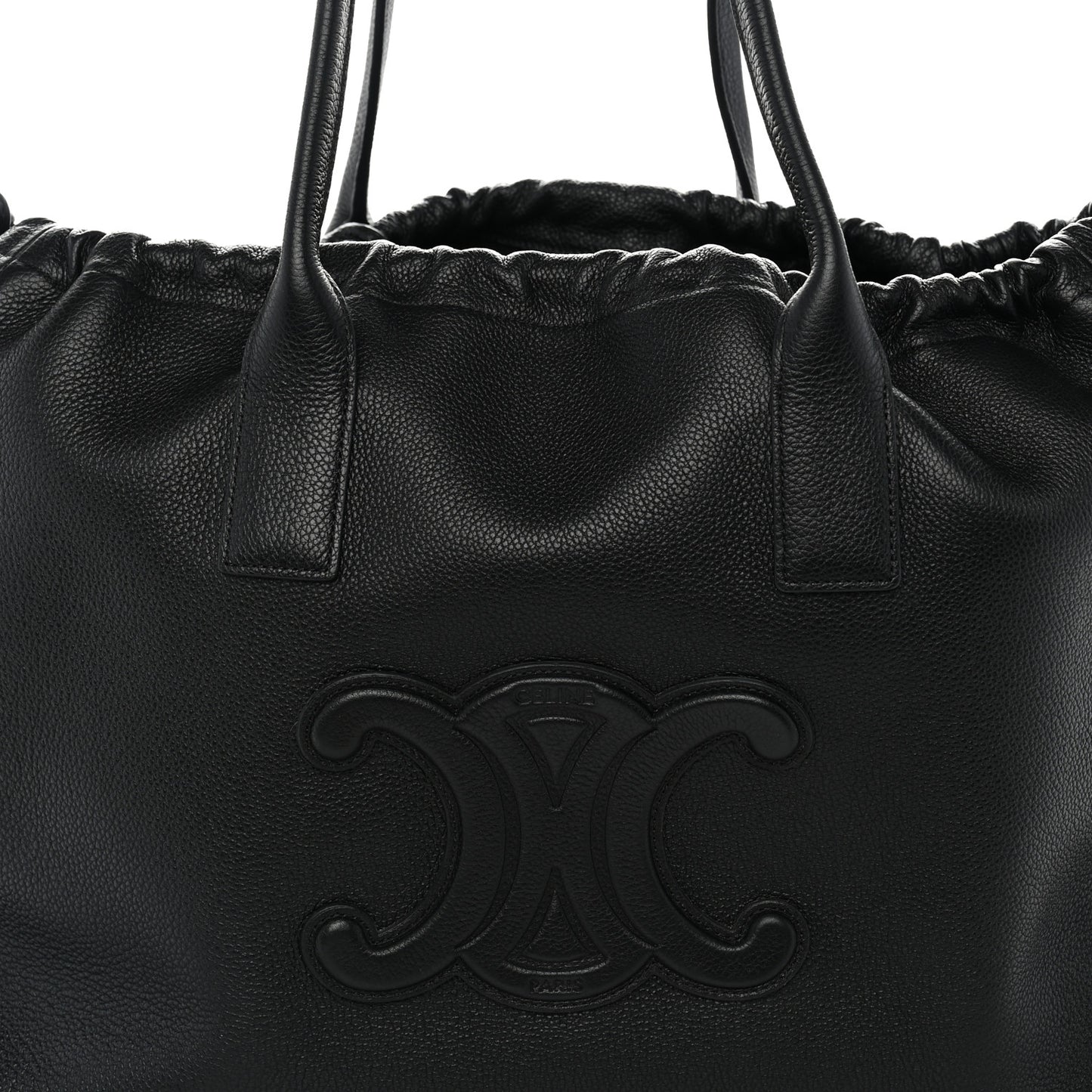 Calfskin Cuir Triomphe Cabas Drawstring Black