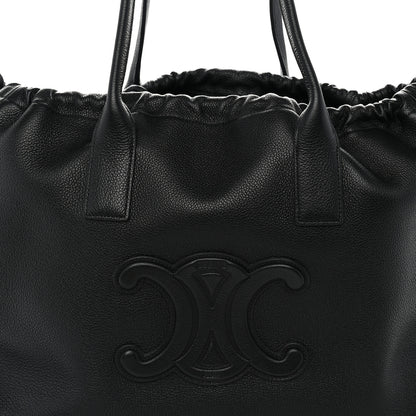 Celine Calfskin Cuir Triomphe Cabas Drawstring Black 8 of 10