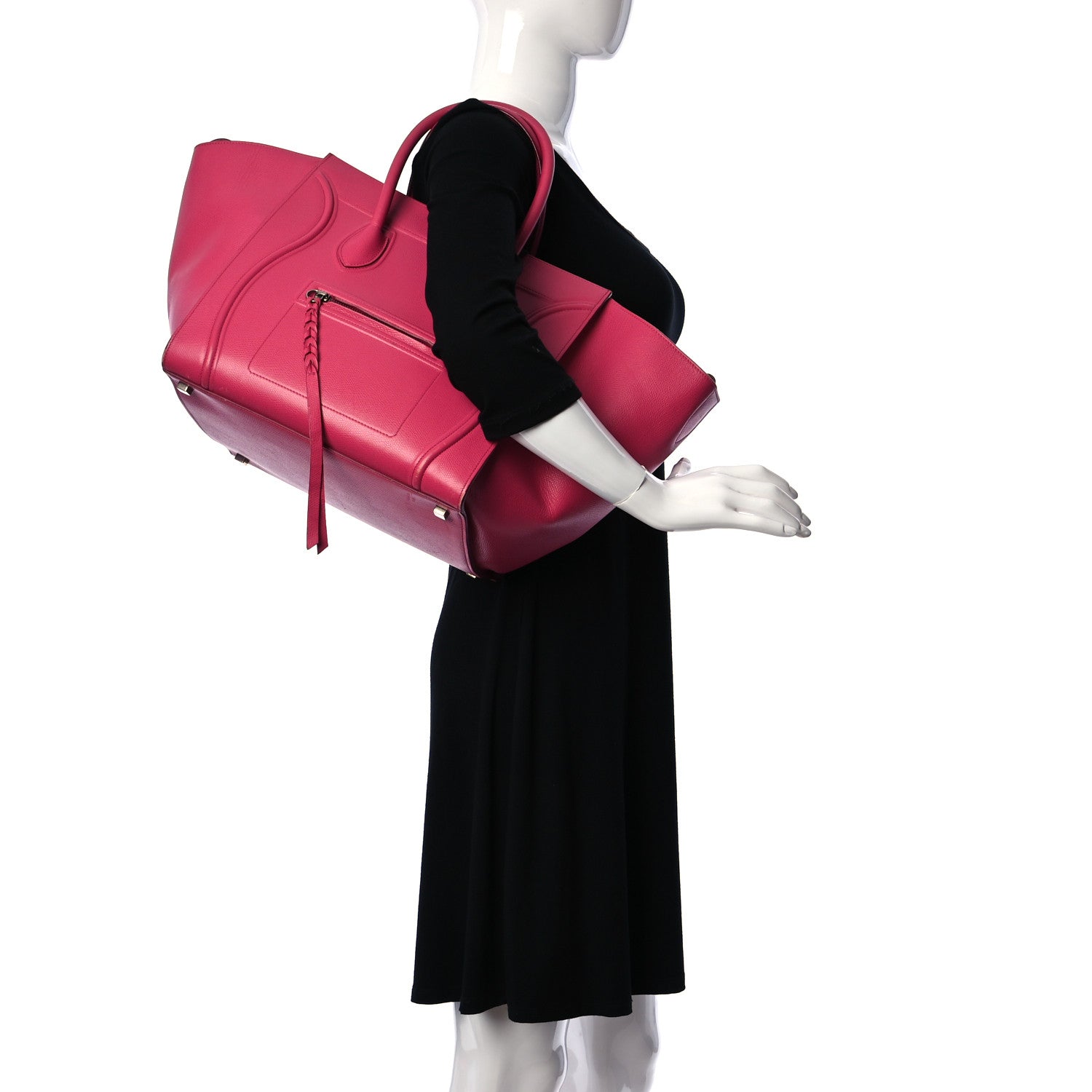 Celine Grained Calfskin Medium Phantom Luggage Fuchsia 3 of 21