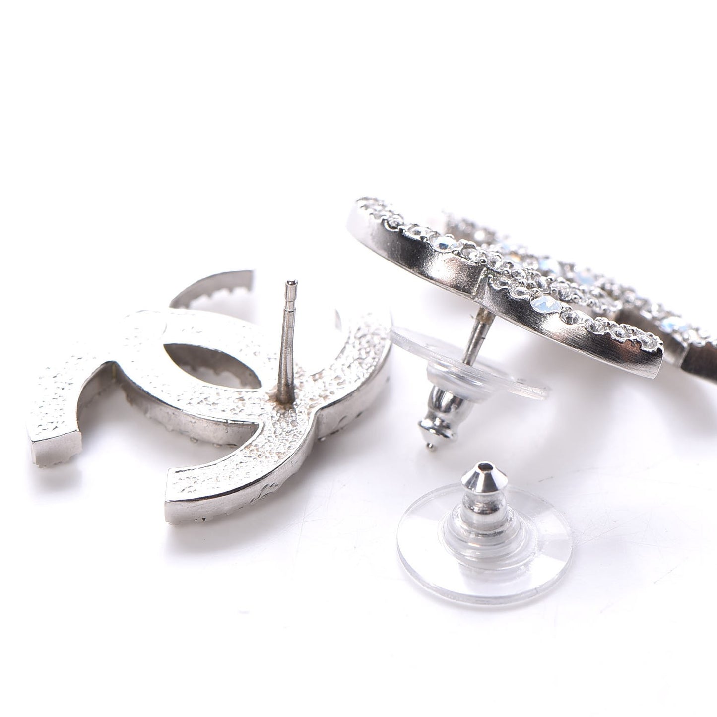 Crystal Large CC Earrings Silver