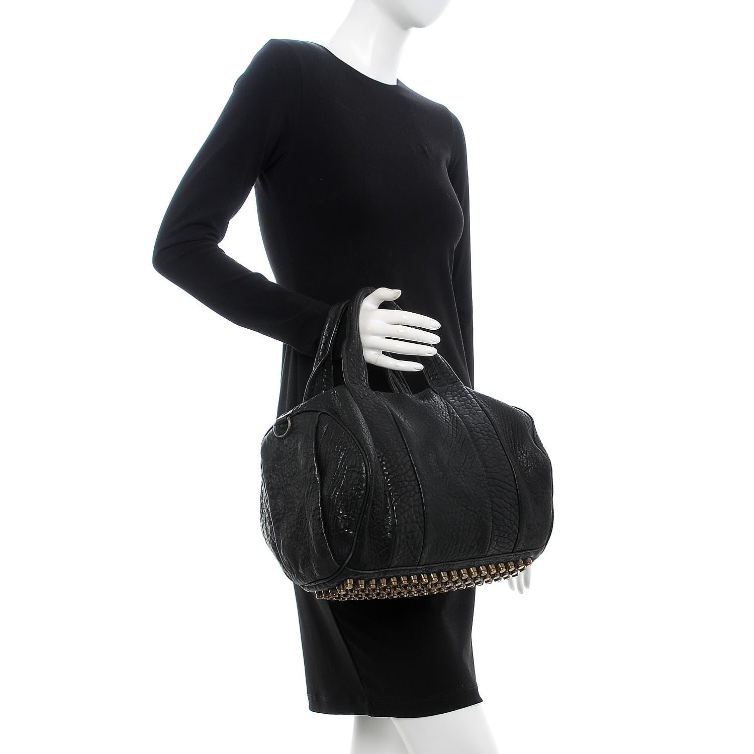 Alexander Wang Pebbled Lambskin Rocco Black Antique Brass Hardware 2 of 12