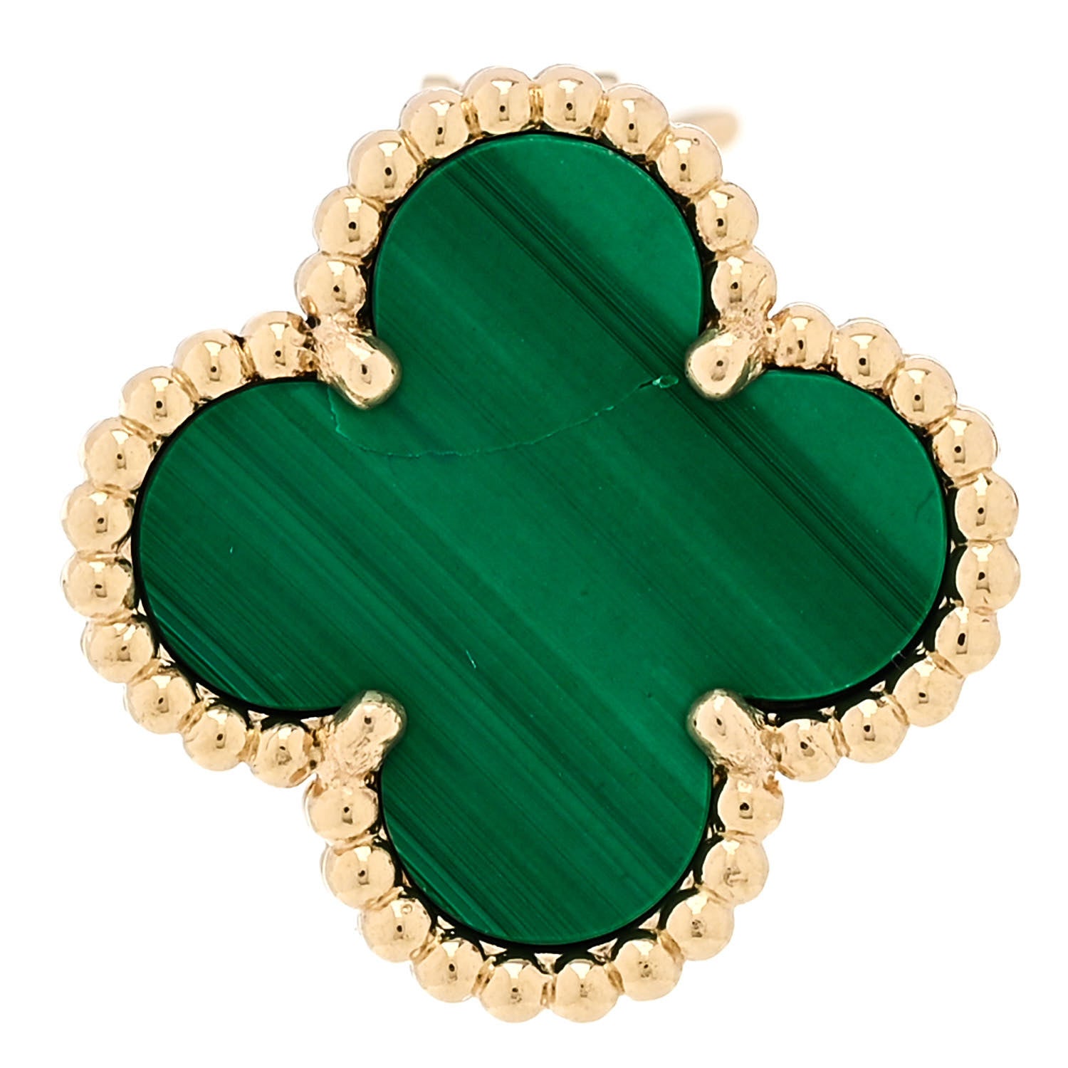 Van Cleef & Arpels 18K Yellow Gold Malachite Vintage Alhambra Earrings 5 of 5