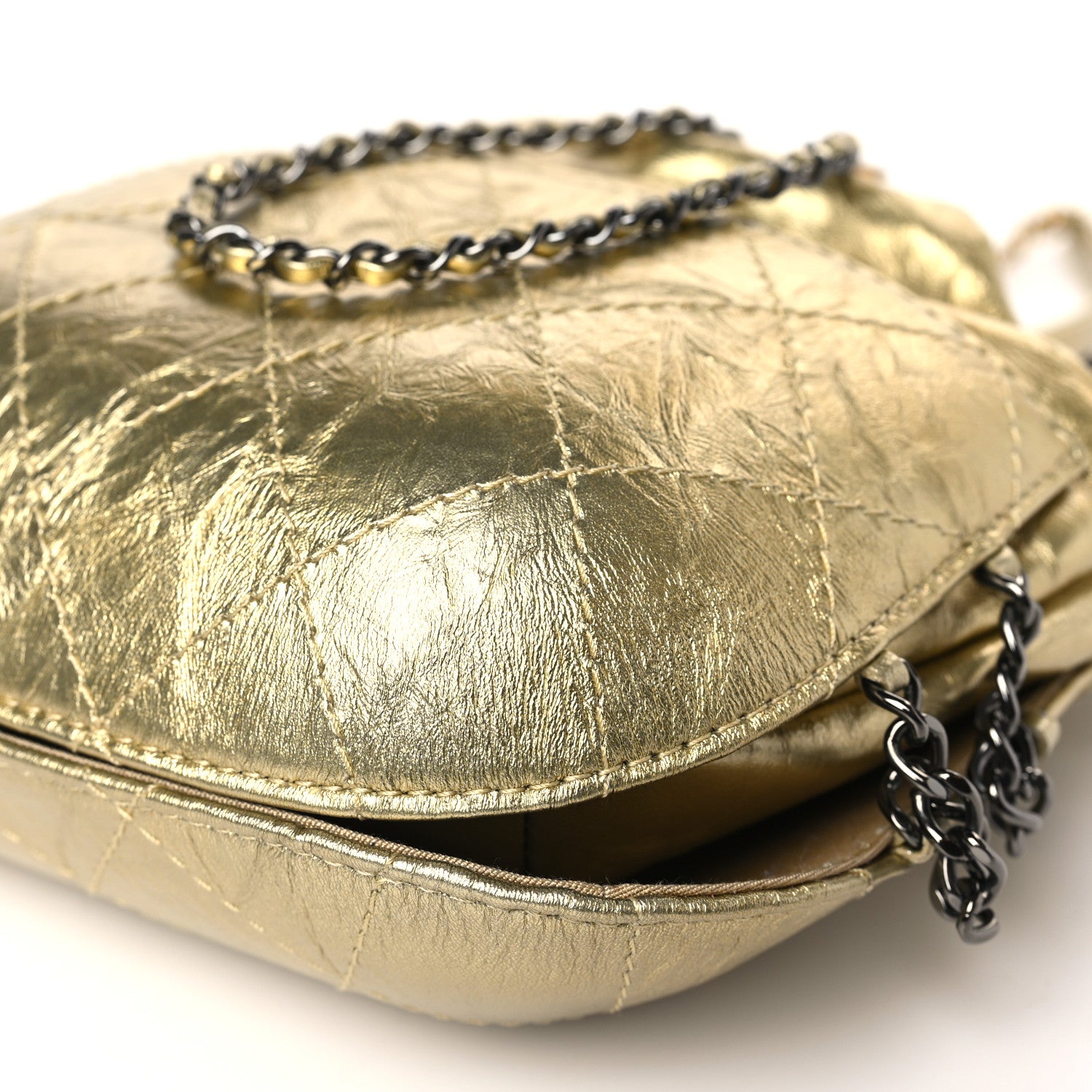 Chanel Metallic Aged Calfskin Quilted Small Gabrielle Bucket Gold 9 of 9