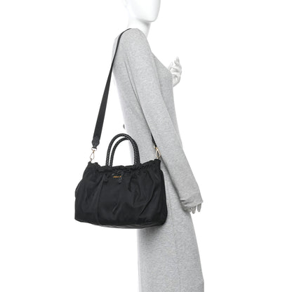 Prada Tessuto Nylon Bow Shoulder Bag Black 2 of 9