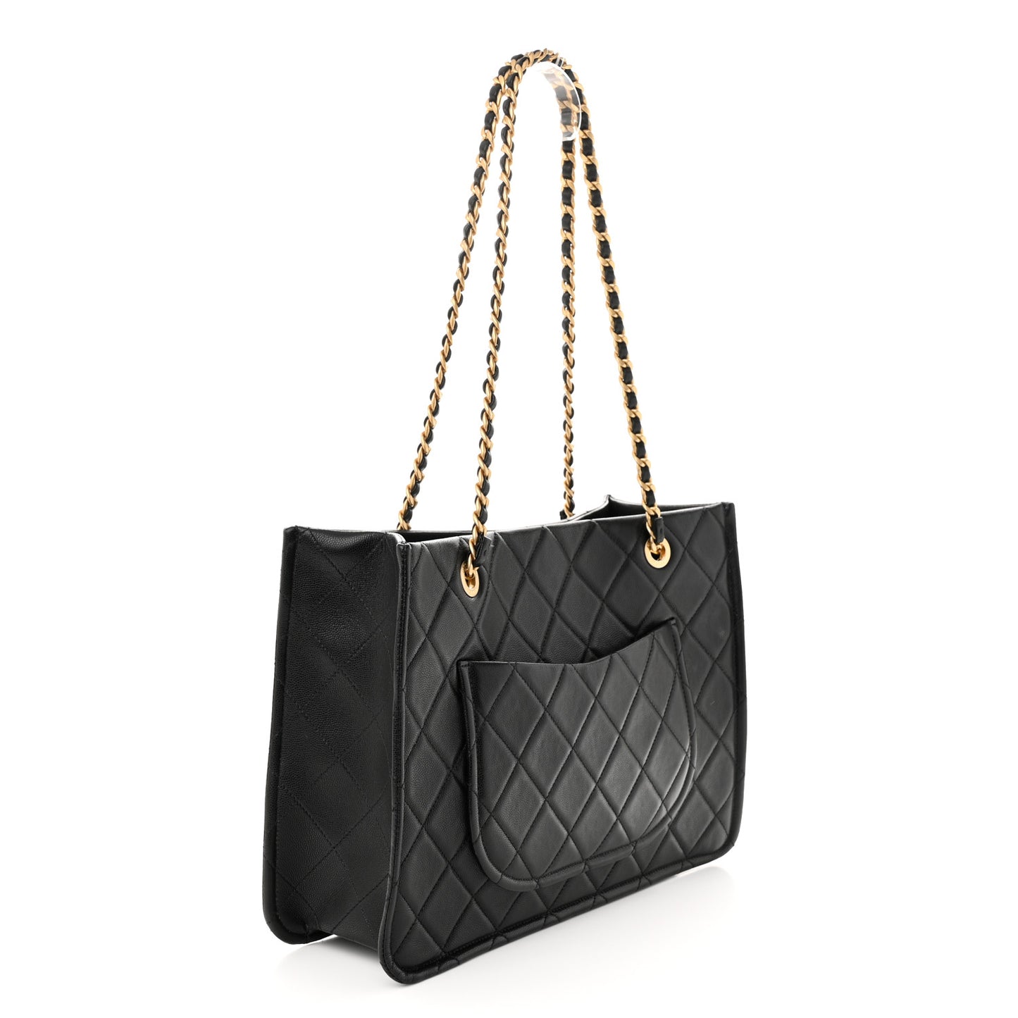 Caviar Quilted Sweet Classic Shopping Tote Black