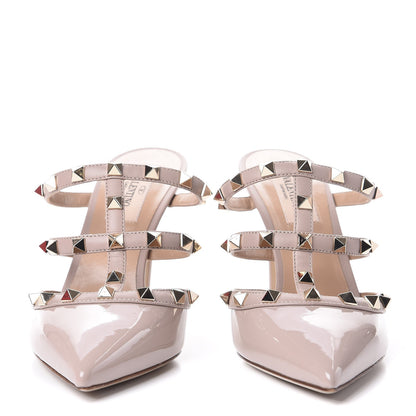 Valentino Garavani Patent Rockstud 90mm Cage Mules 37 Poudre 2 of 9