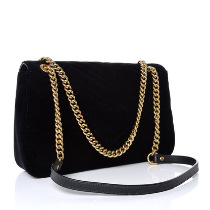 Gucci Velvet Matelasse Medium GG Marmont Shoulder Bag Black 3 of 7