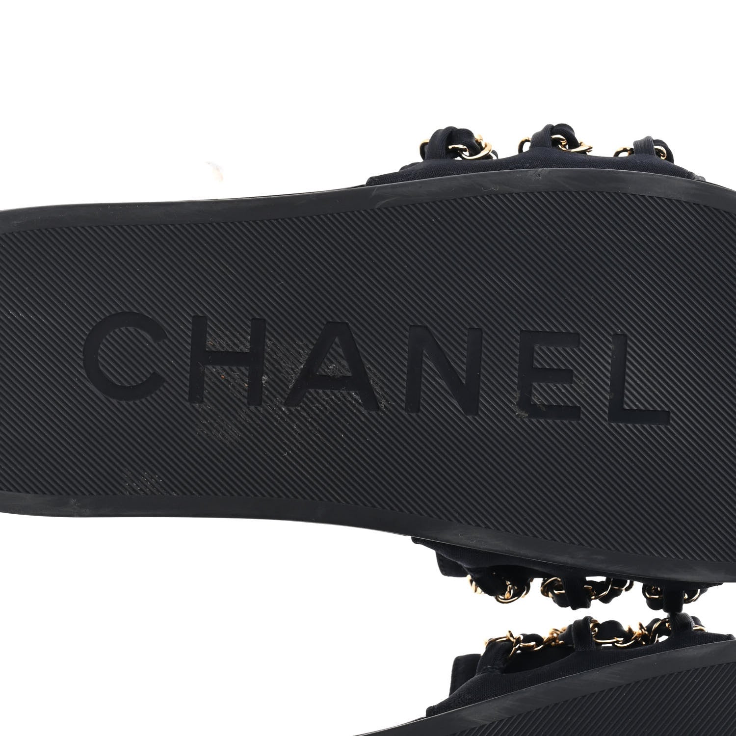 Chanel Satin Chain Flat Sandals 37 Marine 7 of 11