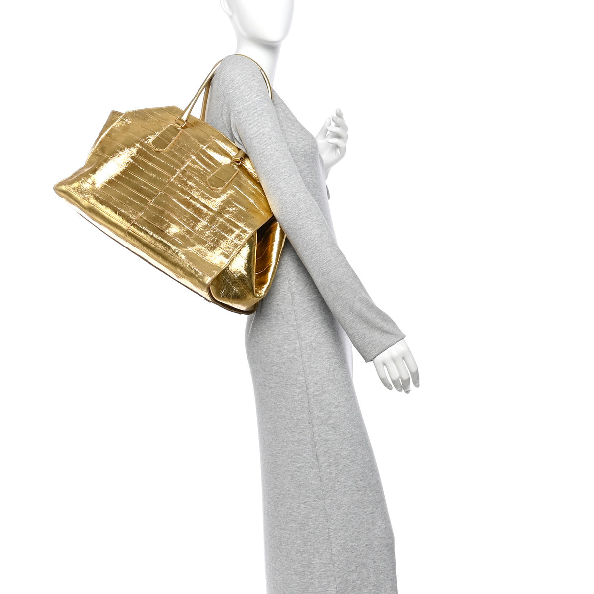 Metallic Calfskin Geo Margaux Bag Gold
