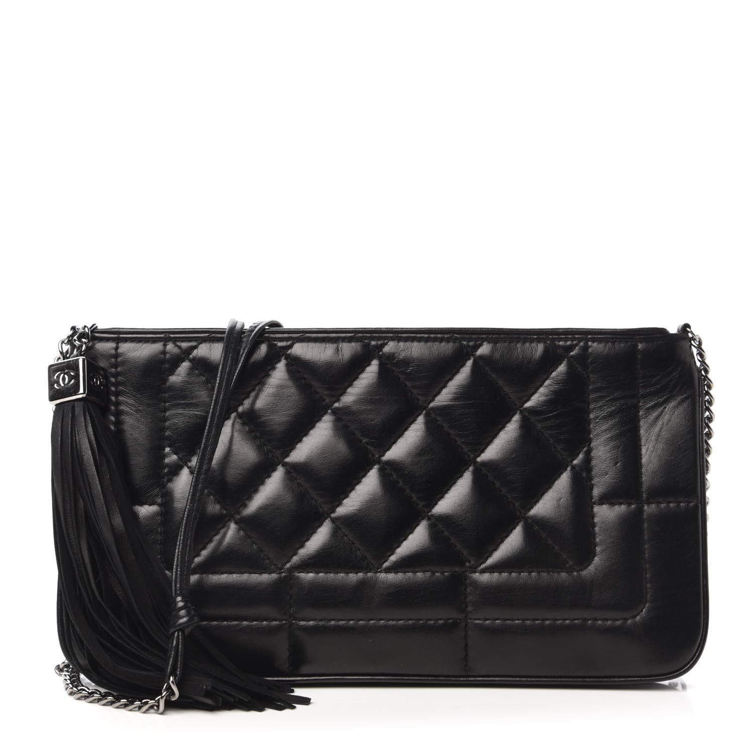 Chanel Lambskin Quilted CC Tassel Shoulder Bag Black 1 of 10