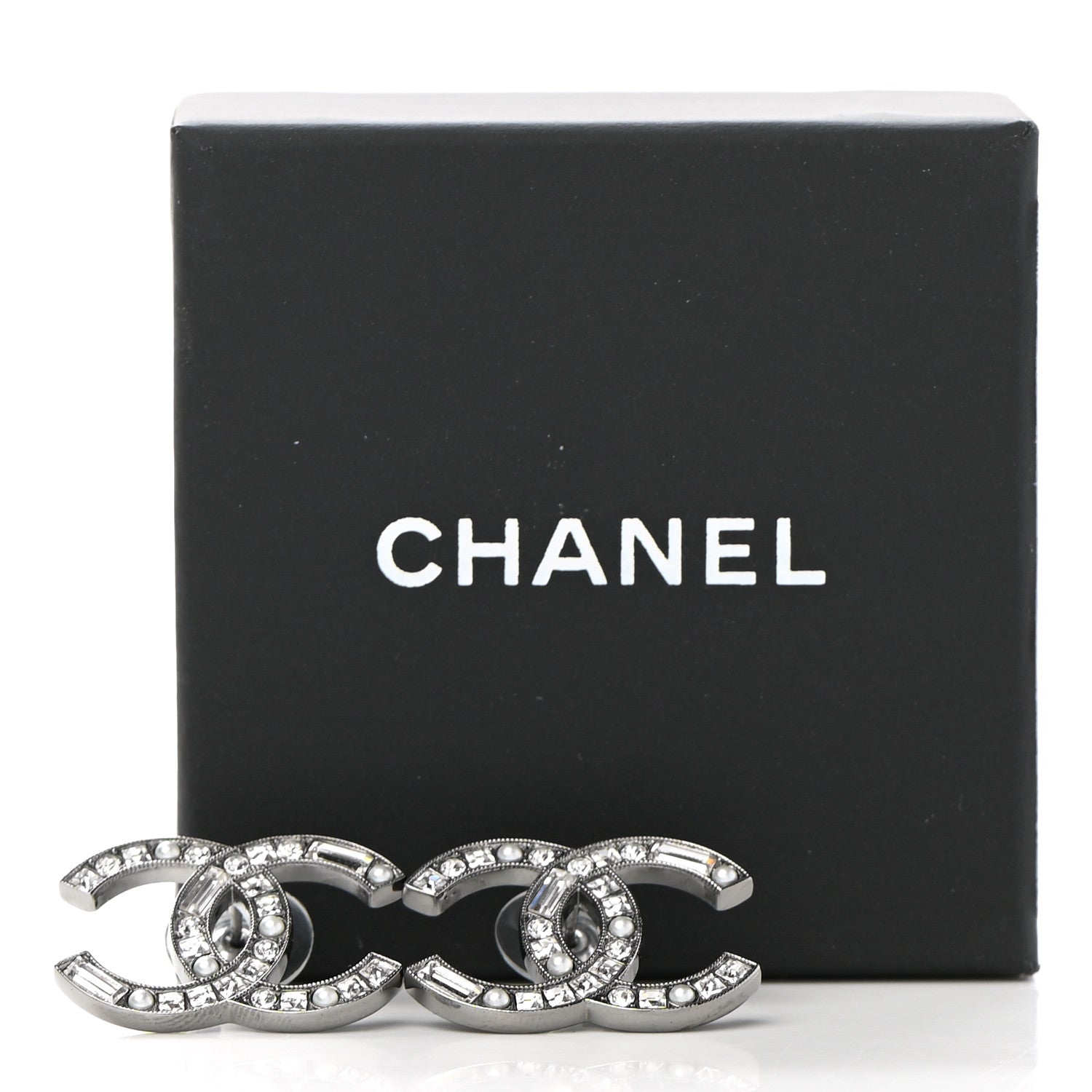 Chanel Baguette Crystal Pearl CC Bright Young Things Earrings Ruthenium 5 of 5