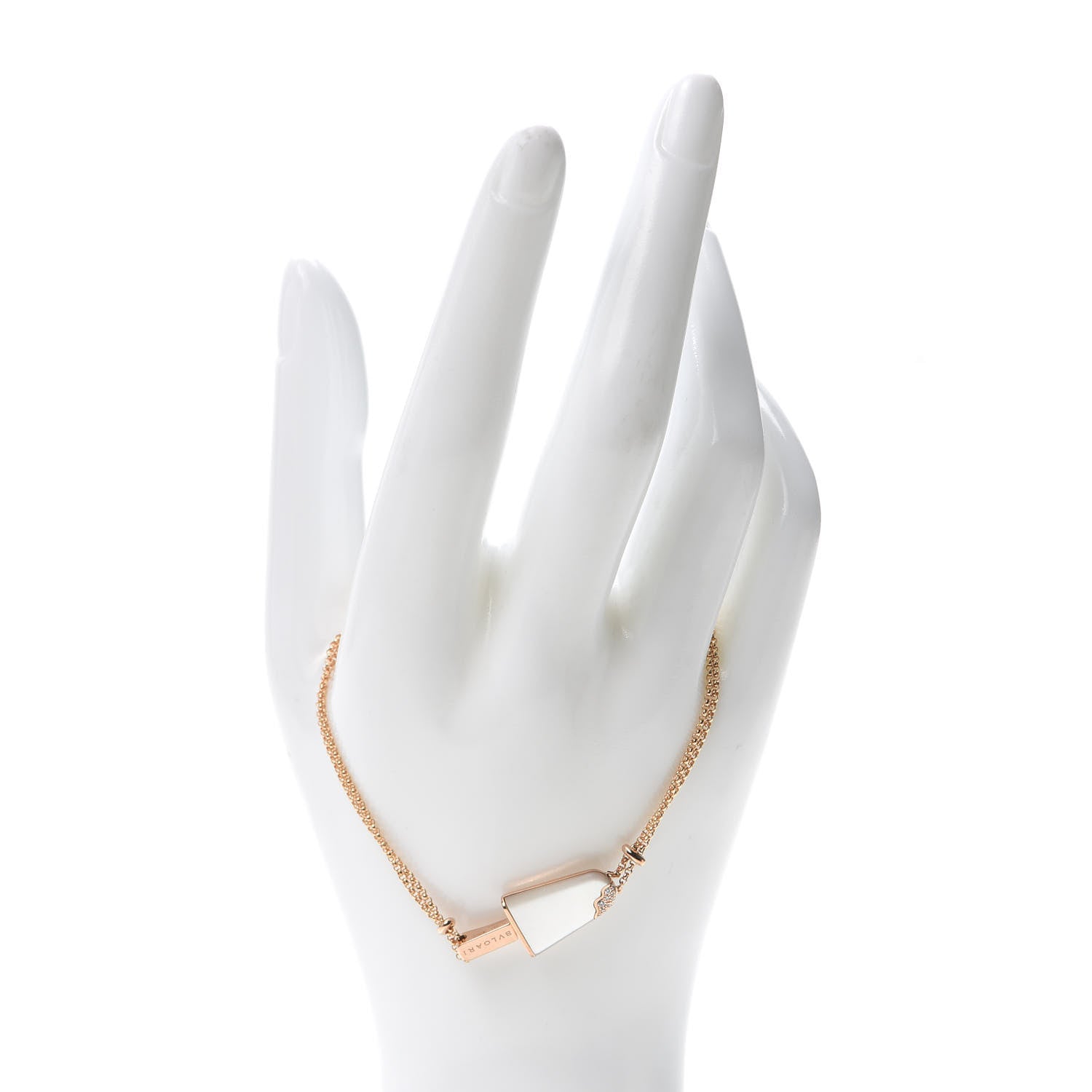 Bulgari 18K Rose Gold Mother of Pearl Diamond Gelati Bracelet ML 2 of 6
