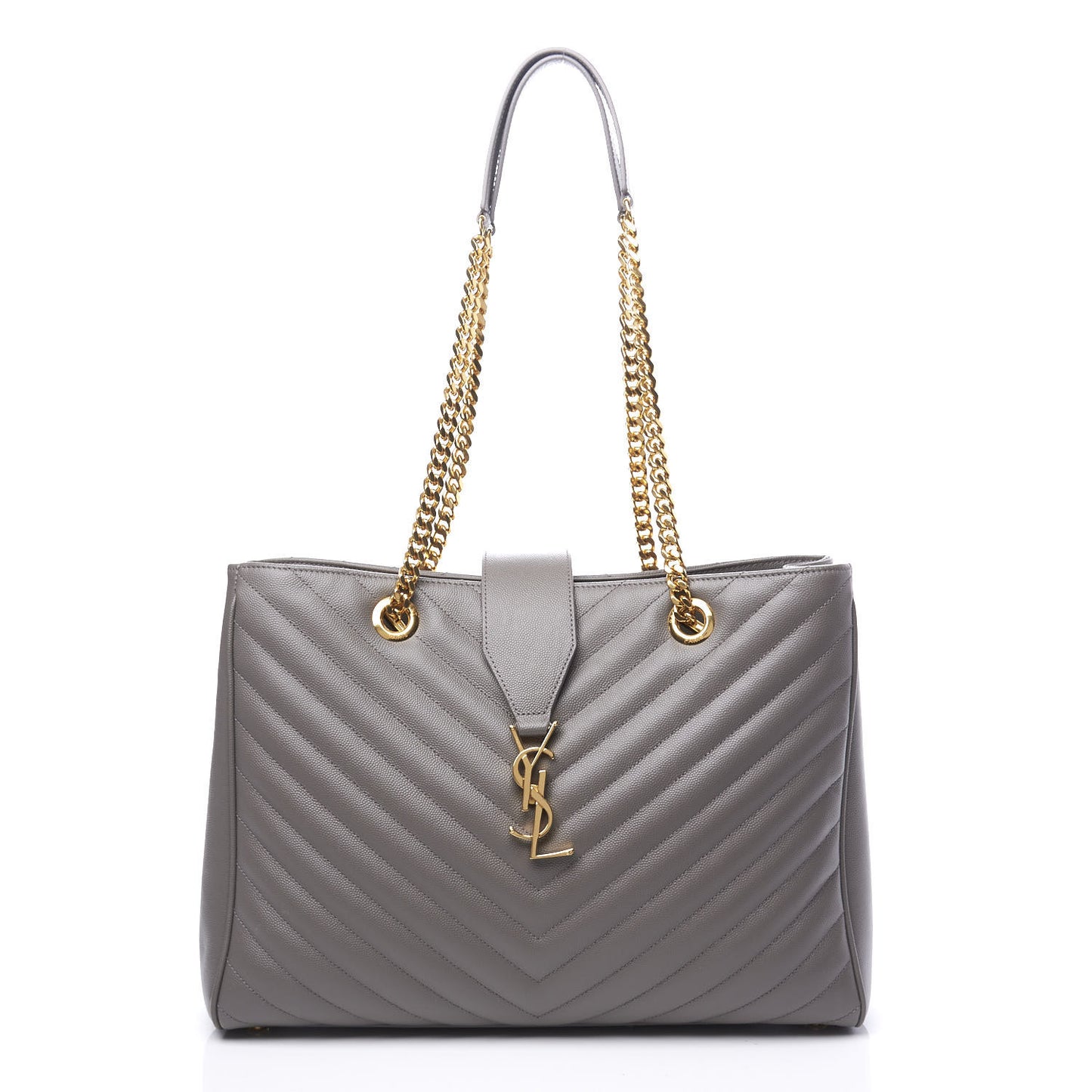 Grain De Poudre Matelasse Chevron Monogram Shopping Bag Fog