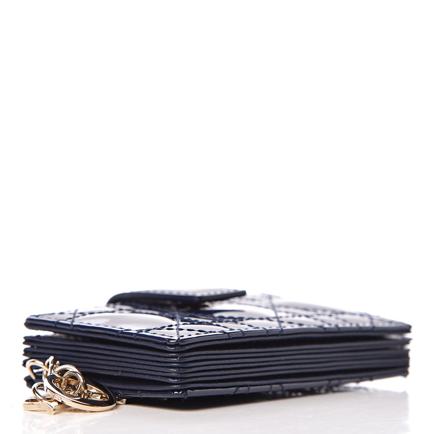 Patent Cannage Lady Dior 5-Gusset Card Holder Navy Blue