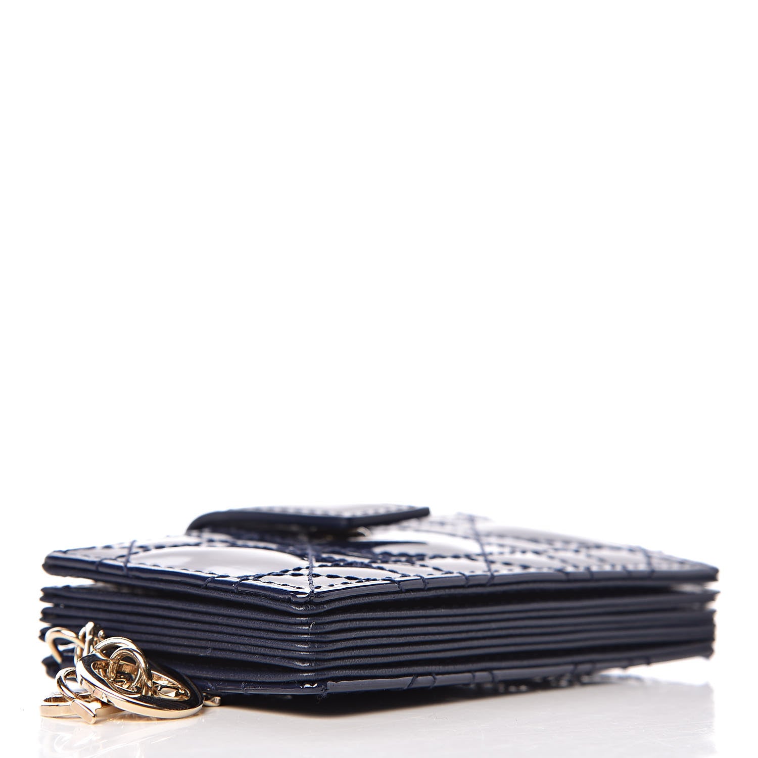 Christian Dior Patent Cannage Lady Dior 5-Gusset Card Holder Navy Blue 4 of 7