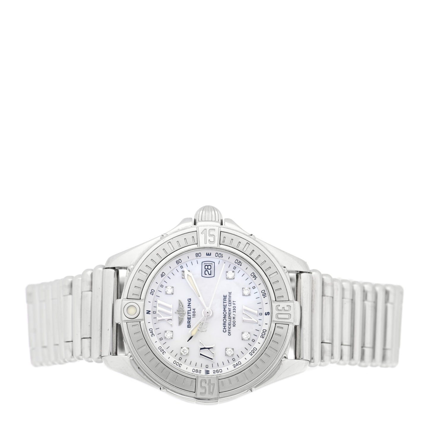 Stainless Steel Diamond Mother of Pearl 32mm Lady Cockpit Quartz Watch A71365