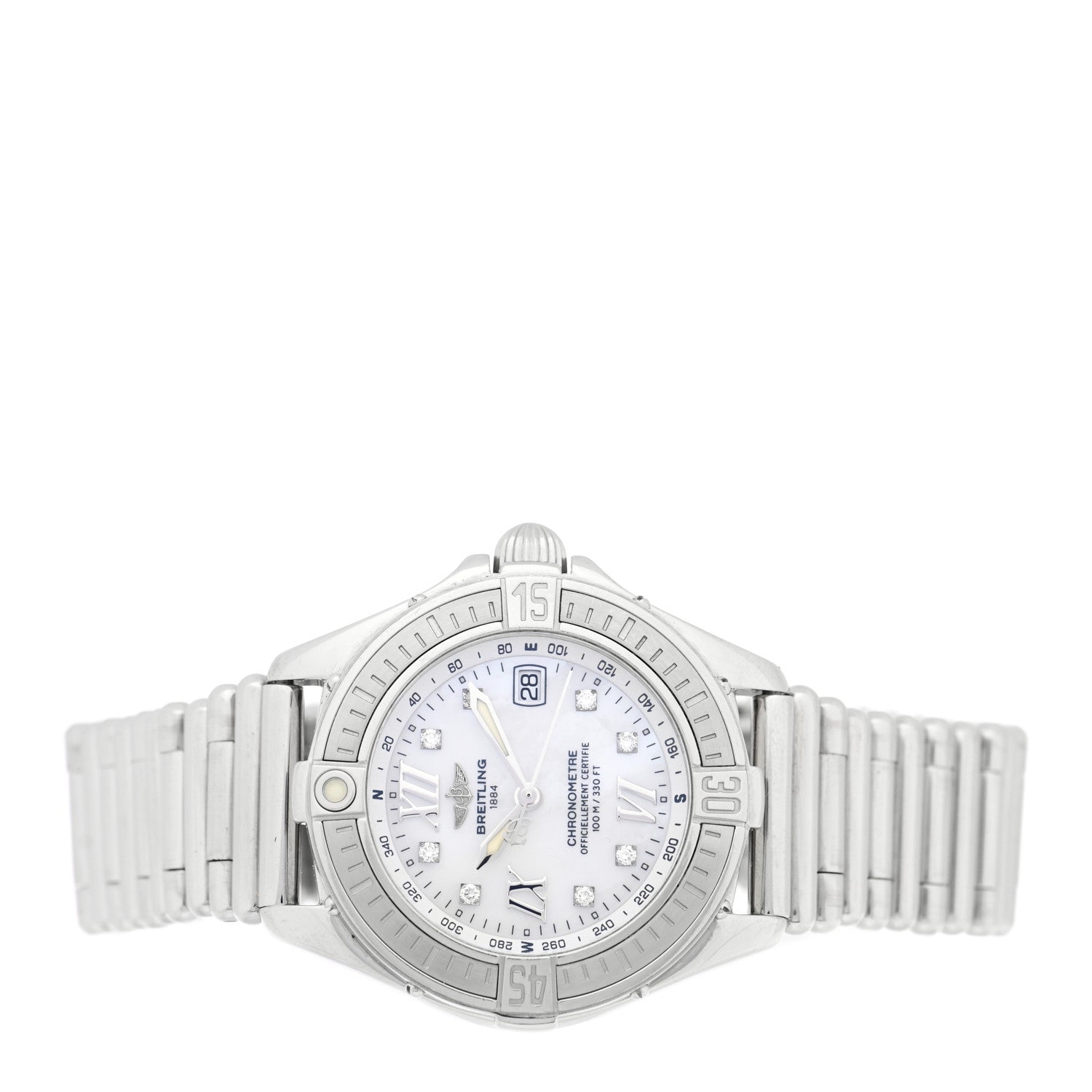 Breitling Stainless Steel Diamond Mother of Pearl 32mm Lady Cockpit Quartz Watch A71365 2 of 4