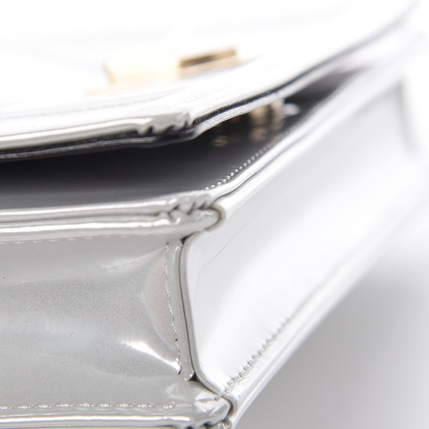 Christian Dior Patent Micro-Cannage Diorama Wallet on Chain Pouch White 14 of 16