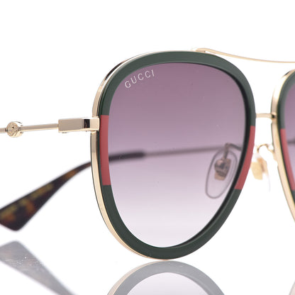 Gucci Web Aviator Sunglasses GG0062S Green Red 7 of 8