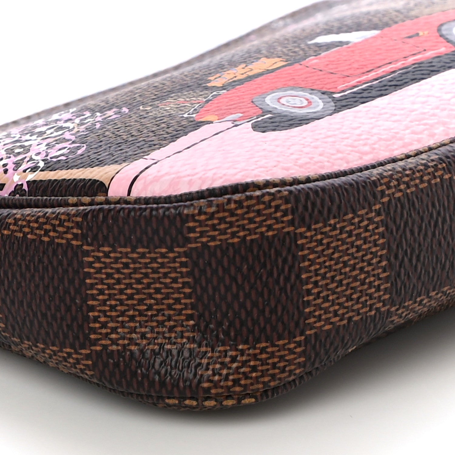 Louis Vuitton Damier Ebene 2019 Christmas Animation Mini Pochette Accessories Red 9 of 10