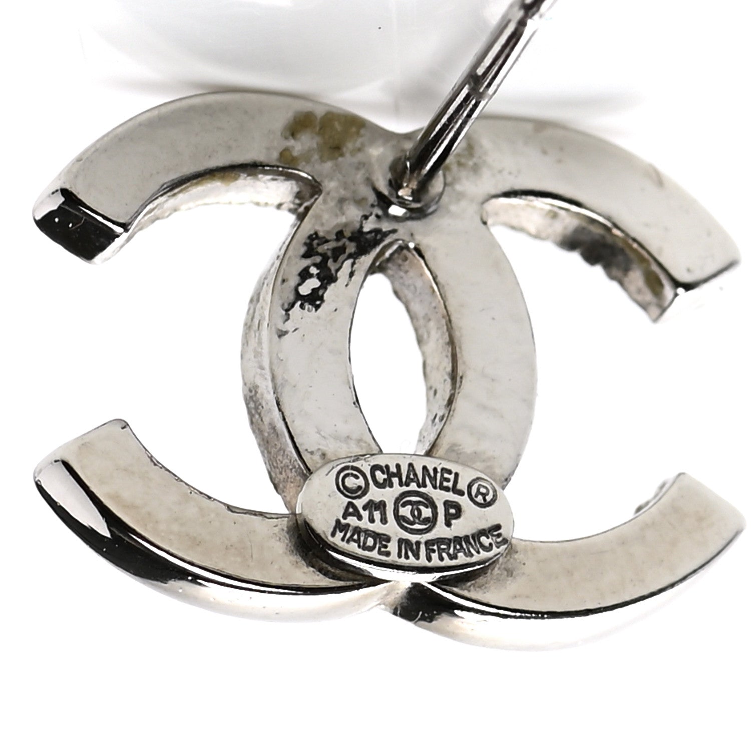 Chanel Crystal CC Earrings Silver 4 of 4