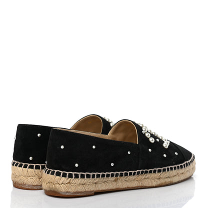 Chanel Suede Pearl CC Espadrilles 37 Black 4 of 10