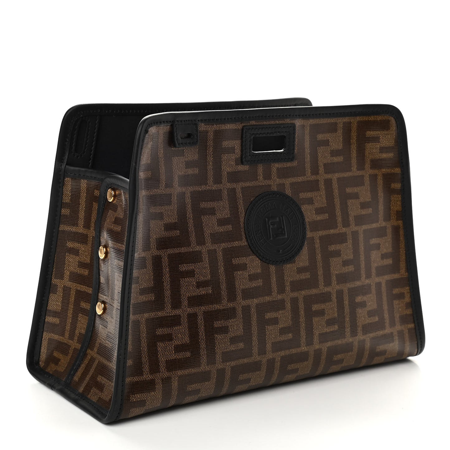 Glazed Fabric Vitello Century FF 1974 Stamp Patch Mini Peekaboo Defender Cover Mogano Panna Black