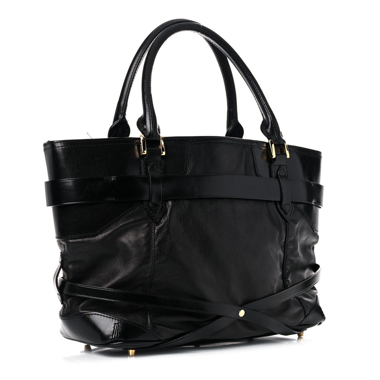 Lambskin Bridle Calfskin Medium Landscape Lynher Tote Black