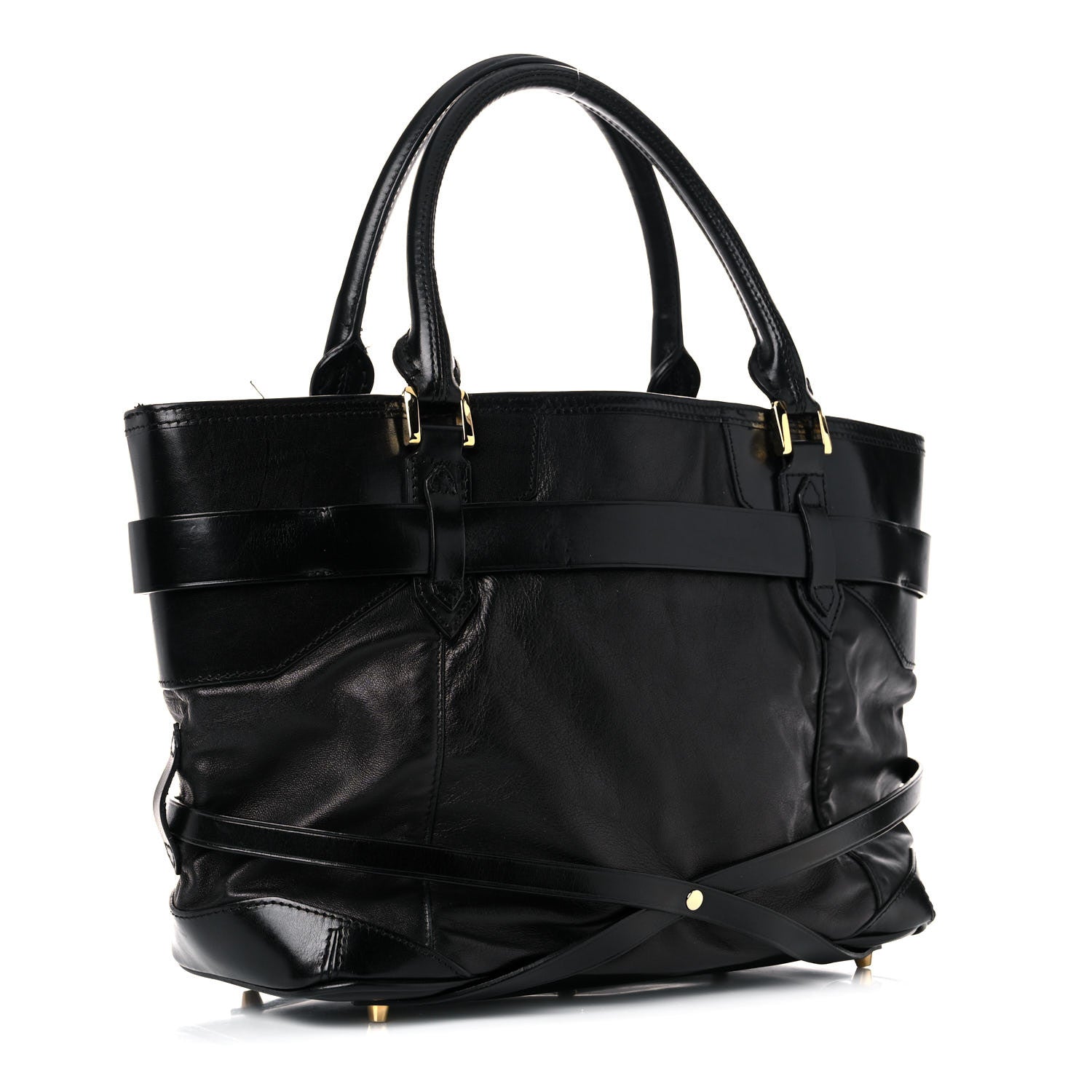 Burberry Lambskin Bridle Calfskin Medium Landscape Lynher Tote Black 2 of 18