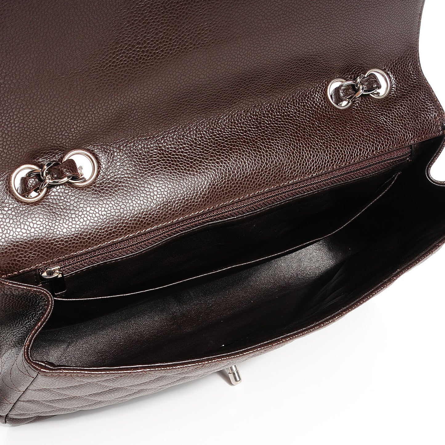 Caviar Quilted Jumbo Single Flap Dark Brown
