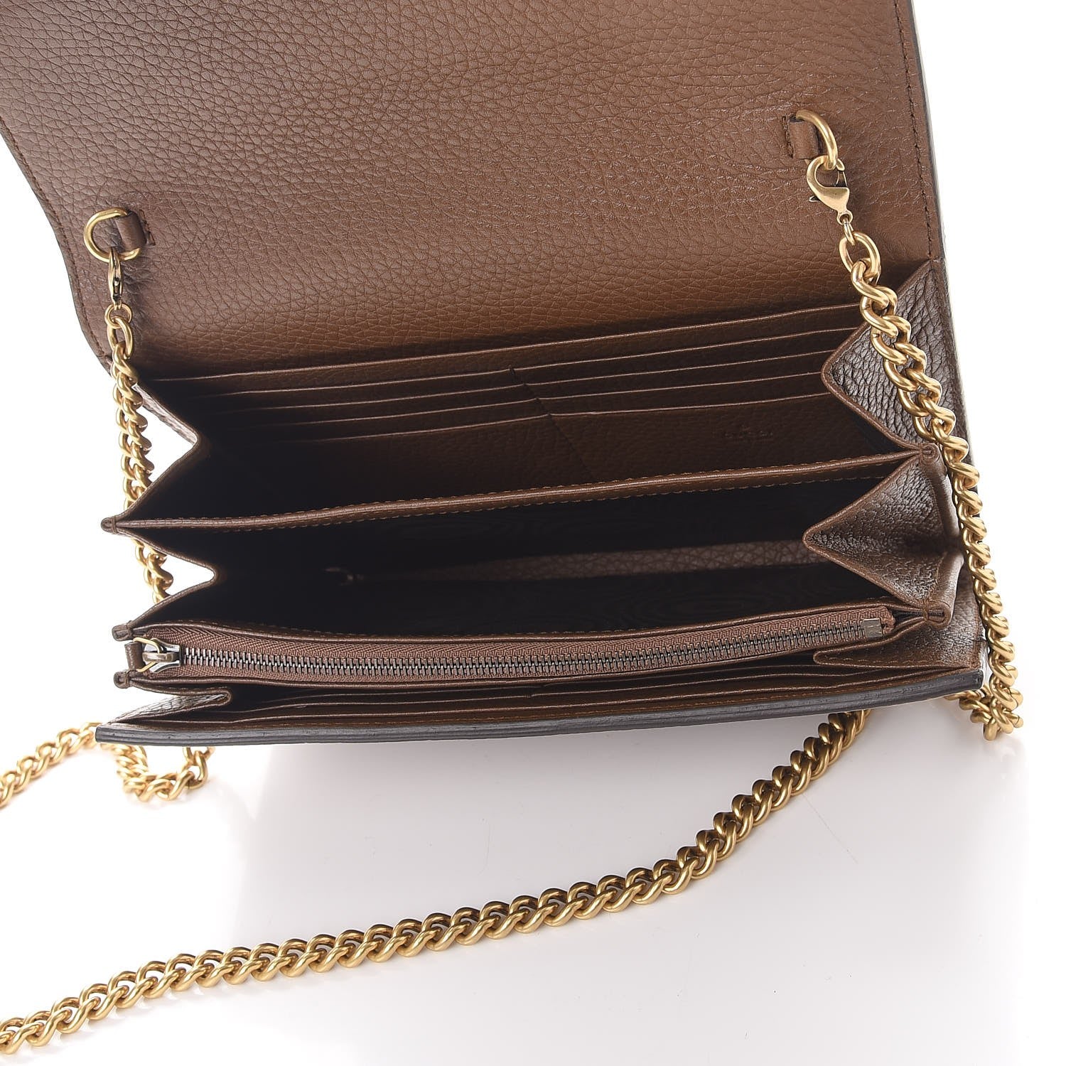 Gucci Cellarius Calfskin GG Marmont Chain Wallet Nut Brown 6 of 8