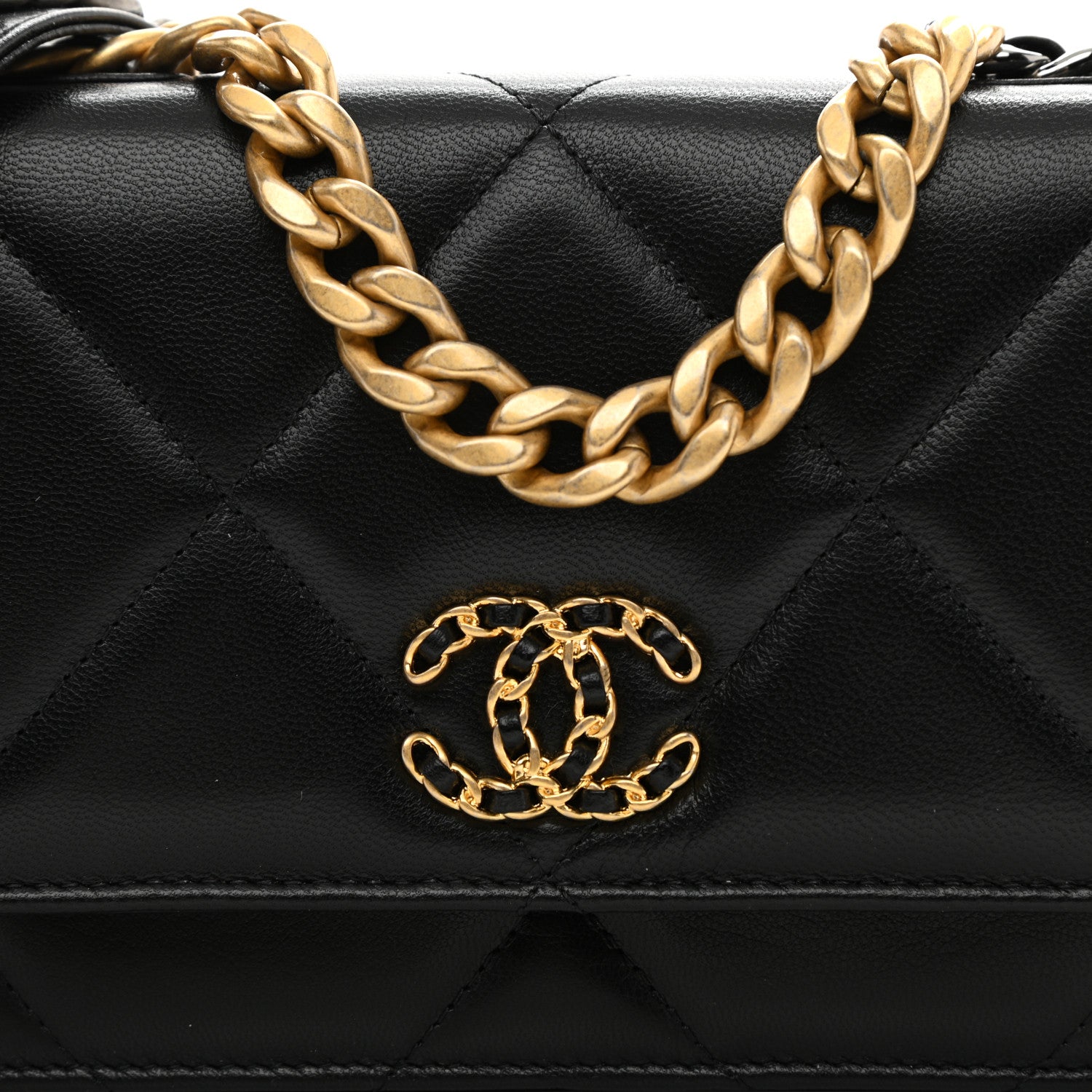 Chanel Goatskin Quilted Chanel 19 Wallet On Chain WOC Black 9 of 10
