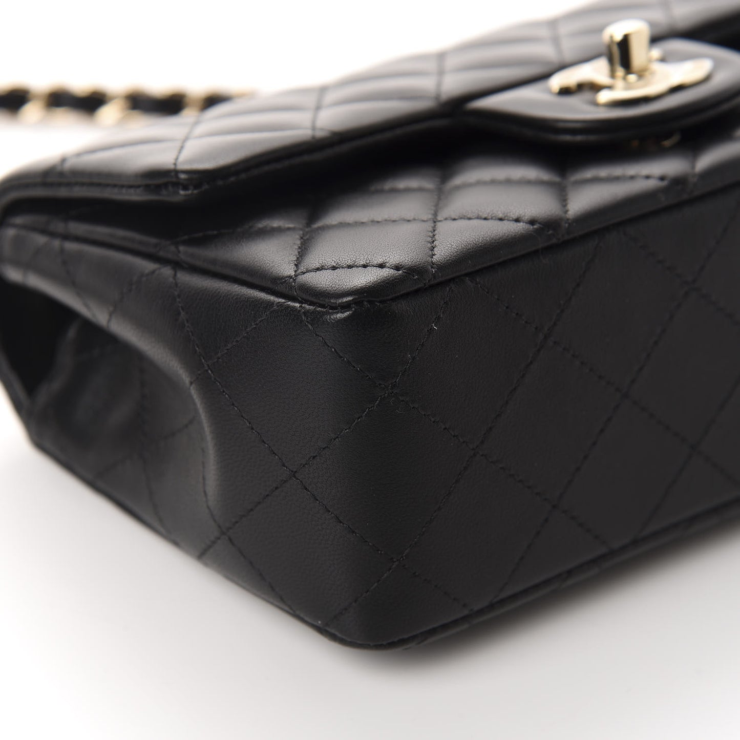 Lambskin Quilted Mini Rectangular Flap Black