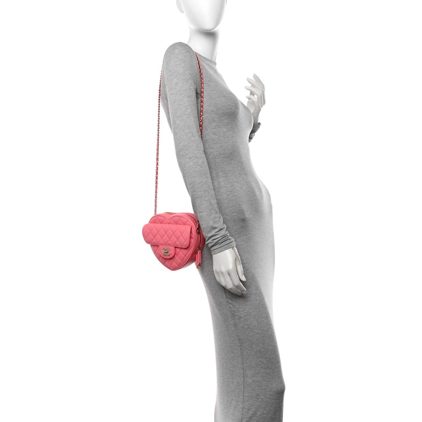 Lambskin Quilted CC In Love Heart Bag Pink