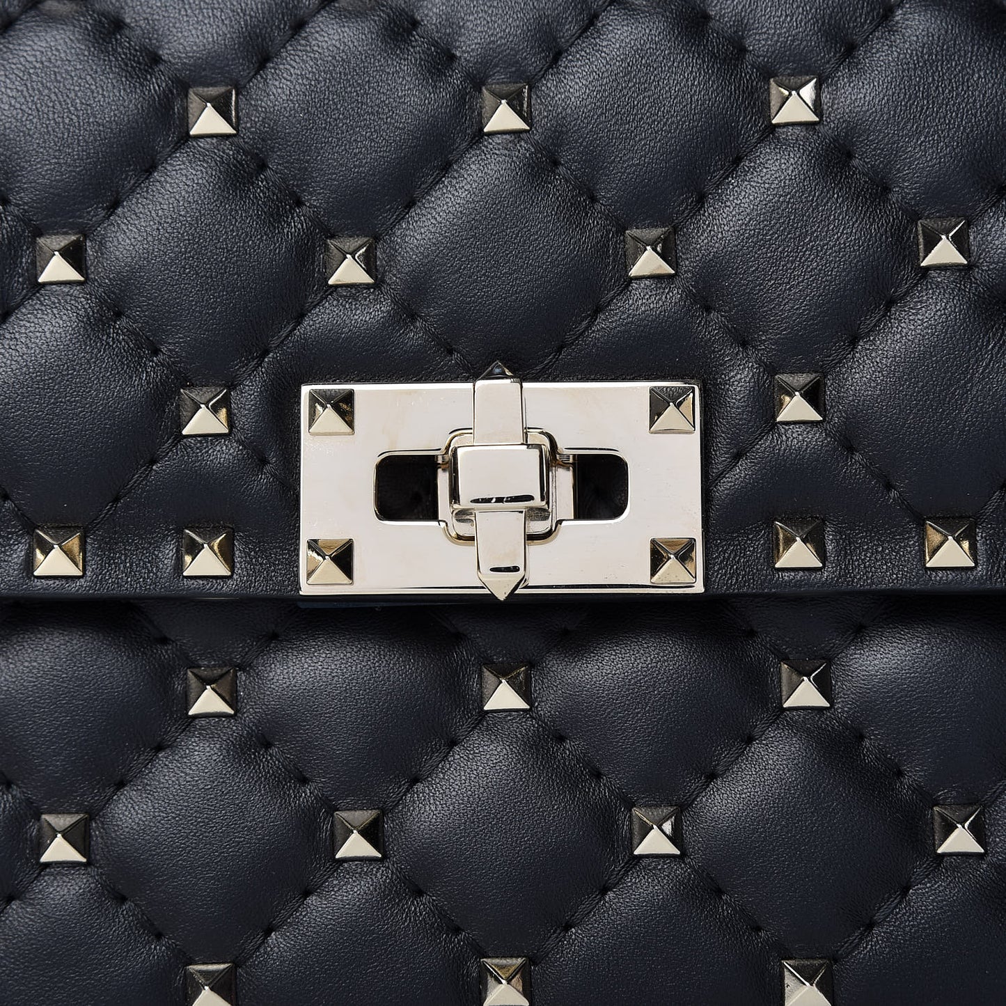 Lambskin Medium Rockstud Spike Shoulder Bag Black