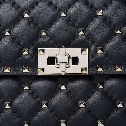Valentino Garavani Lambskin Medium Rockstud Spike Shoulder Bag Black 7 of 15