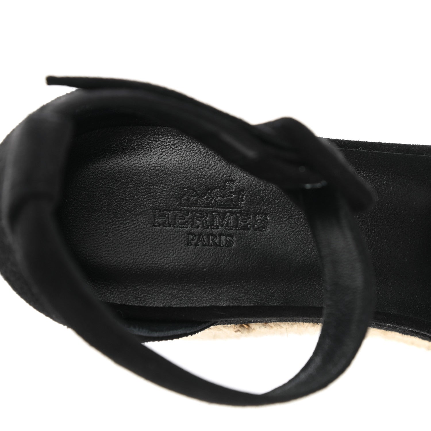 Hermes Suede Elda Espadrille Wedge Sandals 37 Black 7 of 8