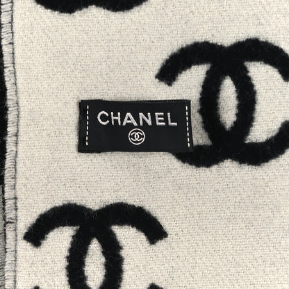 Chanel Wool Cashmere CC Scarf Black White 3 of 3