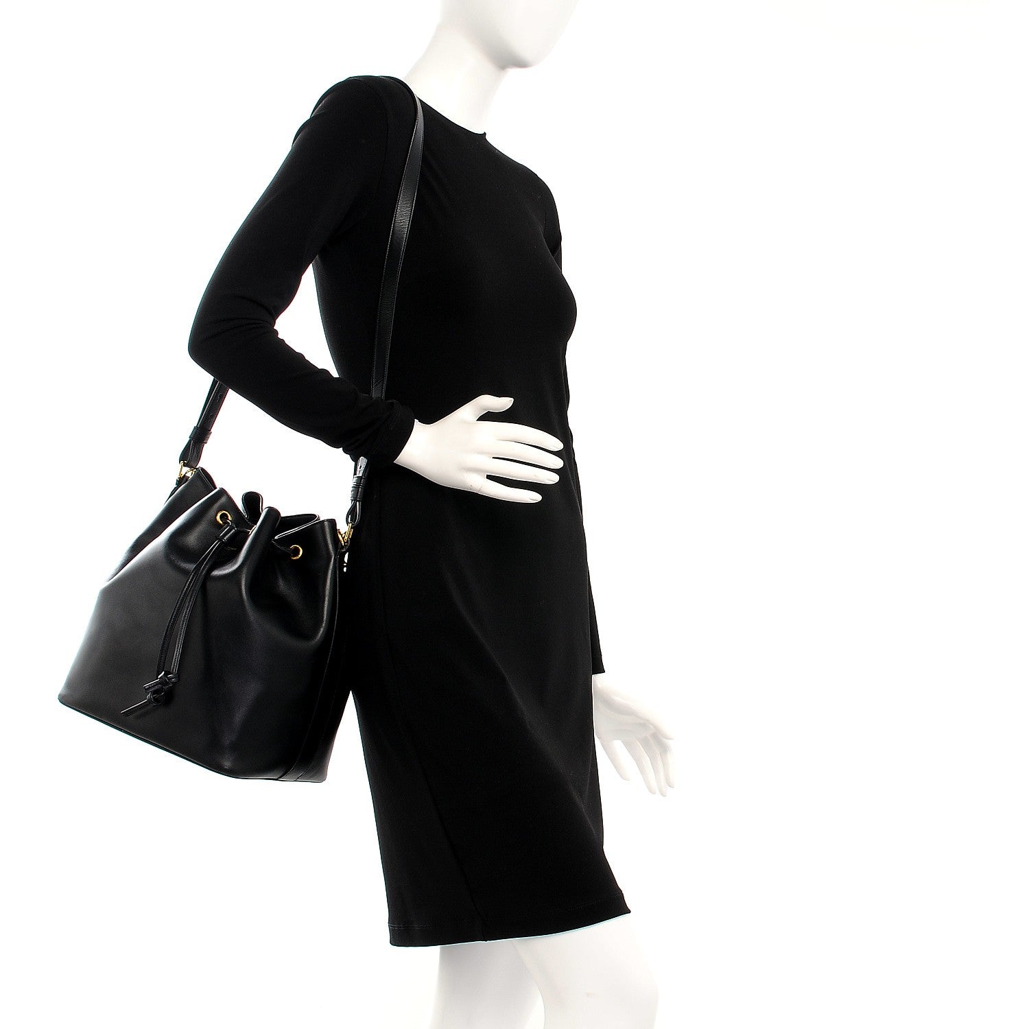 Saint Laurent Calfskin Large Emmanuelle Bucket Bag Black 2 of 8