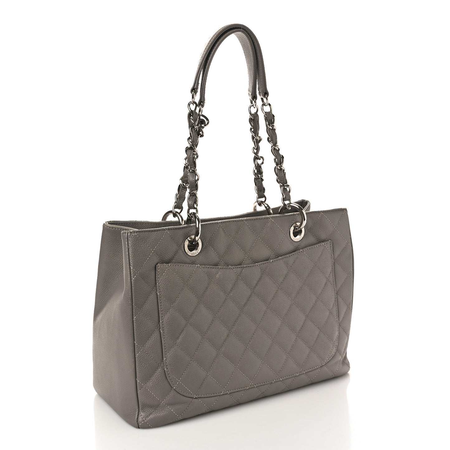 Caviar Quilted Grand Shopping Tote GST Light Grey