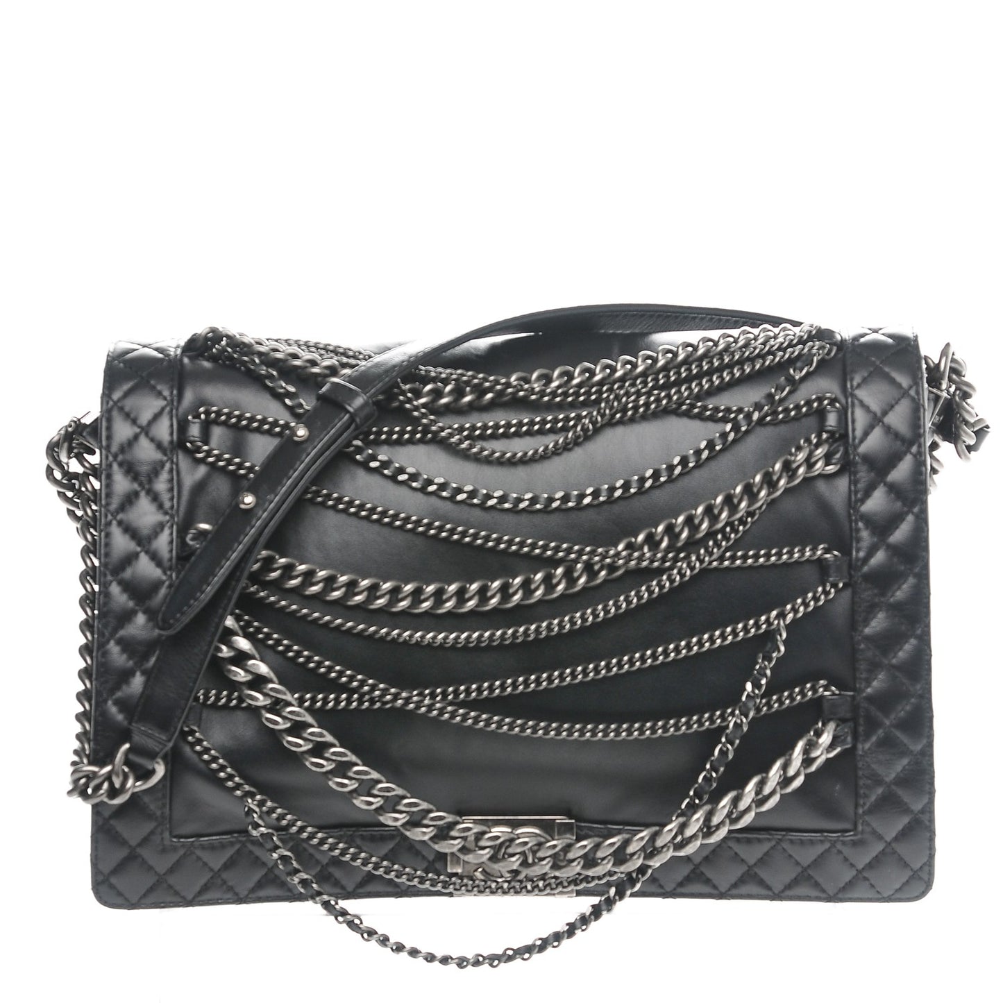 Calfskin Enchained XL Boy Flap Black