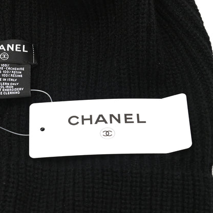 Chanel Cashmere Logo Beanie Hat Black White 4 of 4