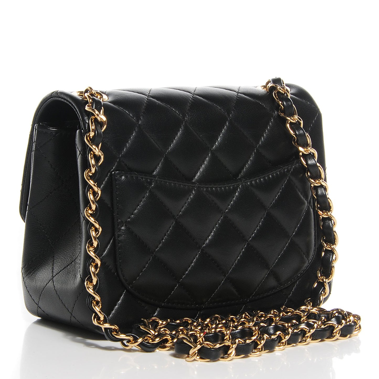 Lambskin Quilted Mini Square Flap Black