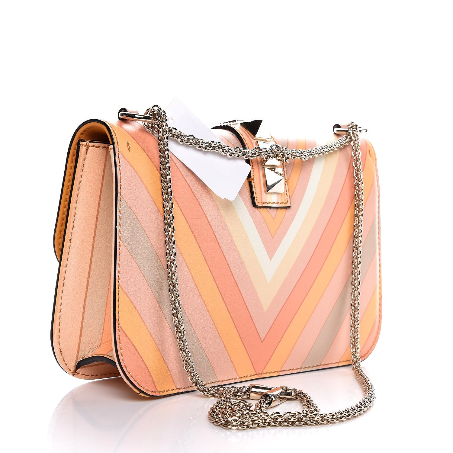 Valentino Garavani Vitello Native Couture 1975 Medium Glam Lock Rockstud Flap Mandarin Sorbet 4 of 8