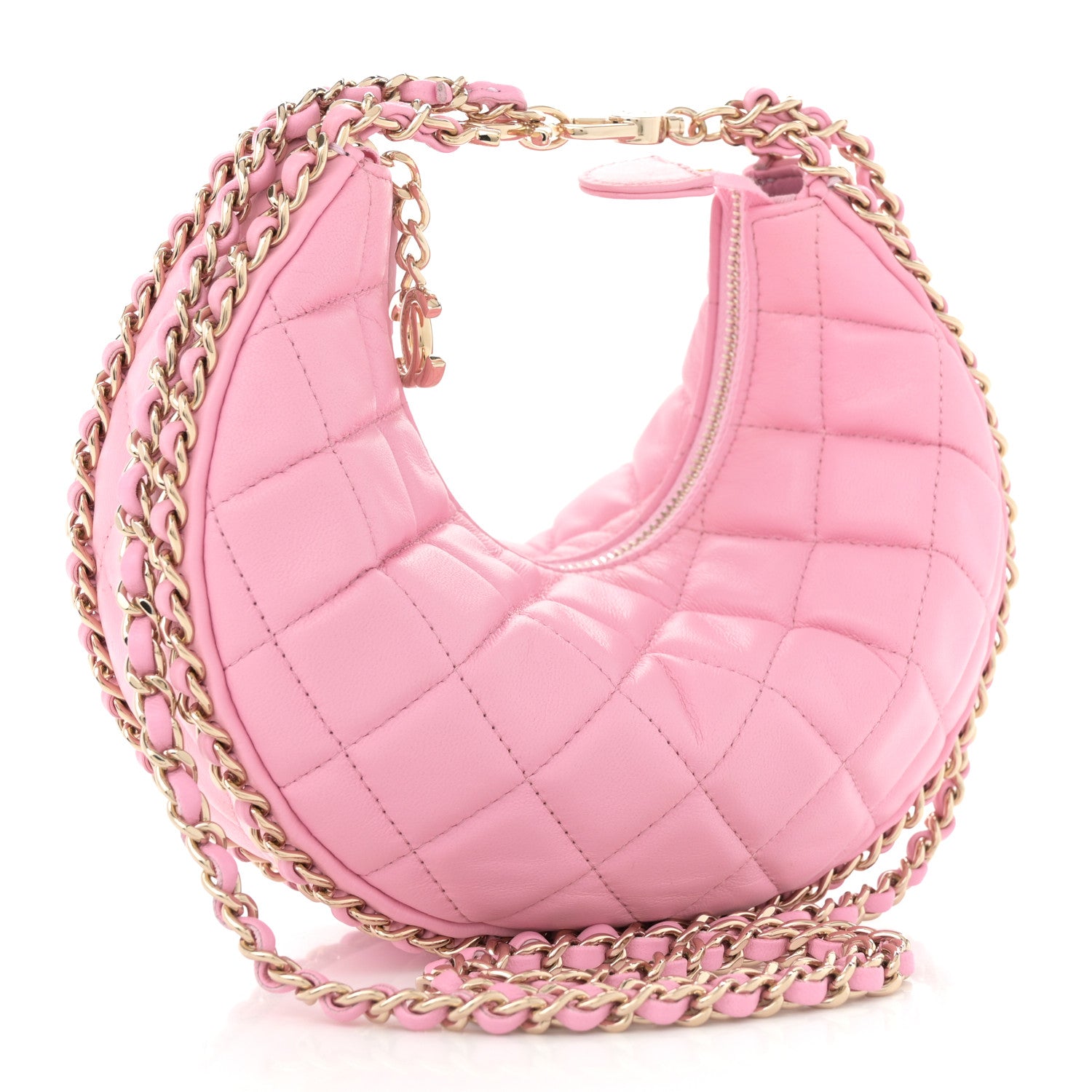 Chanel Lambskin Quilted Small Hobo Bag Pink 3 of 11