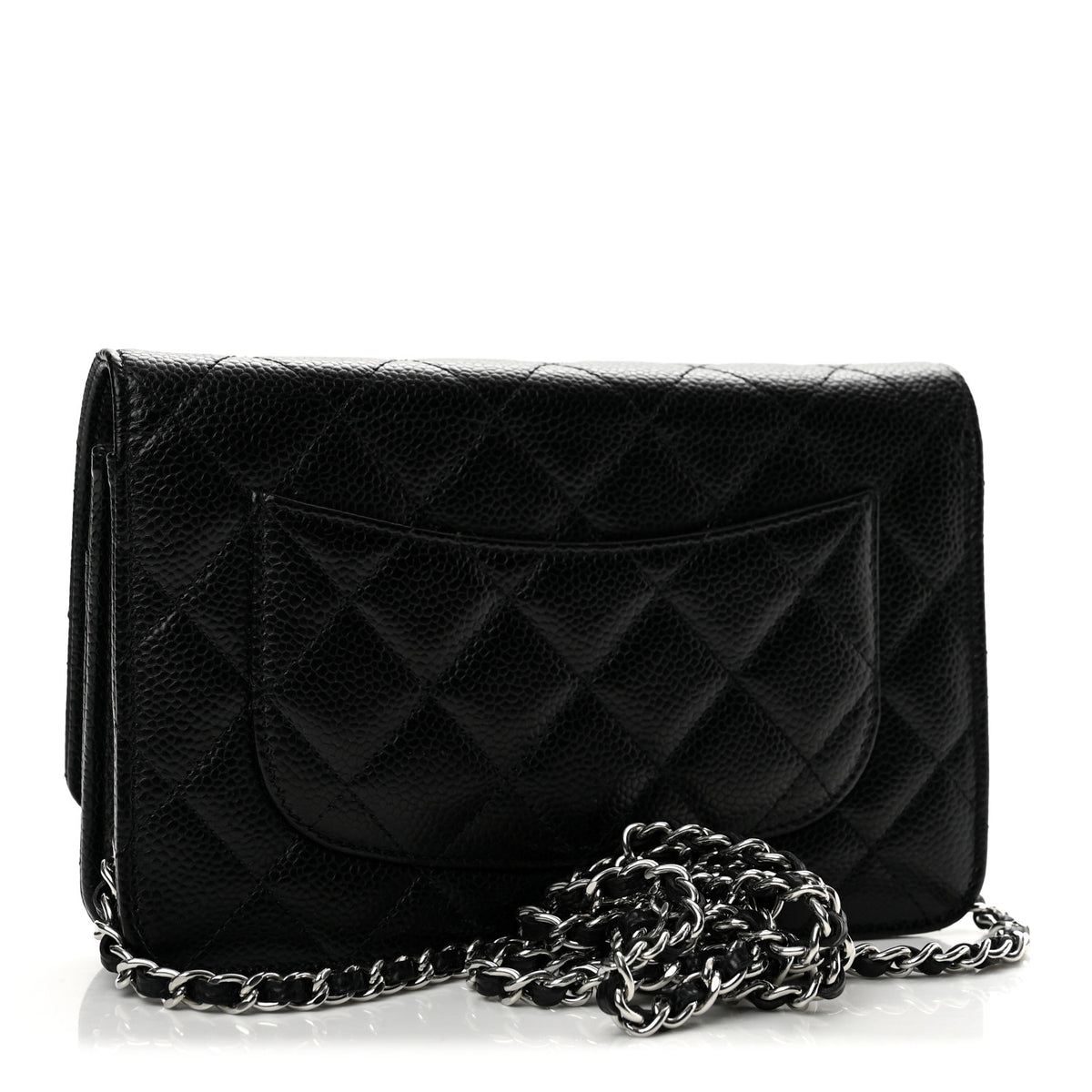 Caviar Quilted Wallet on Chain WOC Black