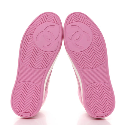 Chanel Canvas High Top Sneakers 38 Pink White 5 of 9